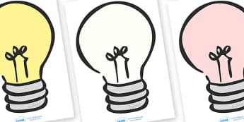 Editable Lightbulbs (A4) - Electric, safety, editable, label, safe, page border, border, writing template, writing aid, writing aid, power, circuit, electricity, battery