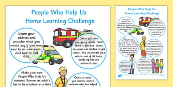 People Who Help Us Home Learning Challenge Sheet Reception FS2 - EYFS planning, Early years activities, homework activities, people who help us