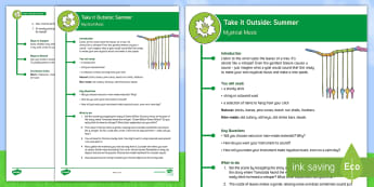 KS2 Take It Outside: Summer Mystical Music Activity - Forest School, Nature Detectives, wind chime, natural material, listening, Man-made, outdoor, woodland learning, twinkl outdoor and woodland learning owl get it