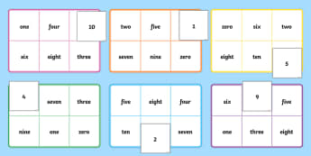 Number & Words Bingo (0-10) - number game, bingo, 0-10, Number names, Number words, Numerals, Foundation Numeracy, Number recognition, Number flashcards, numeracy, numbers, number names, numbers to 10, 1-10, bingo