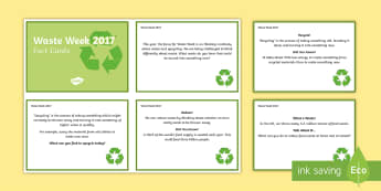 Waste Week 2017 Fact Cards - waste week 2017, waste week, reduce, reuse, recycle, upcycle, waste, materials, recycling, upcycling