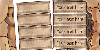 Stone Age Themed Editable Labels - the stone age, signs, label