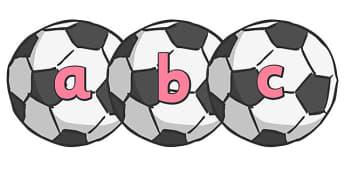 A-Z Alphabet on Footballs - Alphabet frieze, Letter posters, Display letters, A-Z letters, Alphabet flashcards, football, soccer, footballs, sport, world cup