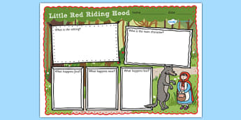 Little Red Riding Hood Story Review Writing Frame - little red riding hood, little red riding hood story review, red riding hood, traditional tales
