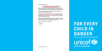 Unicef Refugee Crisis Template Letter to Parents - refugee, crisis, template, letter, unicef, syria