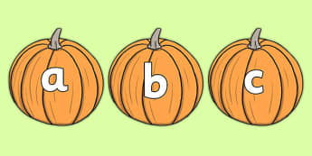 A-Z Alphabet on Pumpkins - Pumpkin, pumpkins, Alphabet frieze, Display letters, Letter posters, A-Z letters, Alphabet flashcards, harvest, fruit