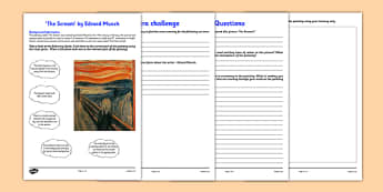 The Scream by Munch Art Appreciation Activity Sheet - art, appreciation, activity sheet, Munch, The Scream, worksheet