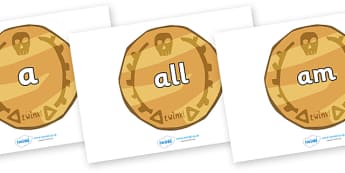 Foundation Stage 2 Keywords on Pirate Coins - FS2, CLL, keywords, Communication language and literacy,  Display, Key words, high frequency words, foundation stage literacy, DfES Letters and Sounds, Letters and Sounds, spelling