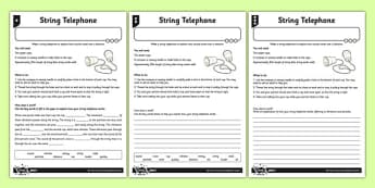 String Telephone Differentiated Activity Sheet - activity sheet, string, telephone, differentiated, worksheet