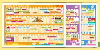 Academic Year 2017-2018 A3 Display Calendar - whole year calendar, dates, annual, planner, planning, 