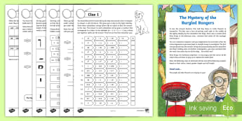 UKS2 The Summer Mystery of the Burgled Bangers Maths Game - KS2, Maths, year 6, year 5, y6, y5, SATs practice, roman numerals, column, column subtractions, subt