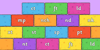 Final Letter Blends on Bricks (Multicolour) - Final Letters, final letter, letter blend, letter blends, consonant, consonants, digraph, trigraph, literacy, alphabet, letters, foundation stage literacy
