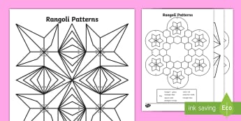 Rangoli Patterns Colour by 2D Shapes Colouring Pages - Mindfulness, Diwali, Maths, numeracy, Indian, Colouring Sheets, Key Stage Two, worksheet