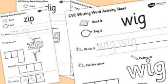CVC Writing Word Activity Sheet Pack 'i' with British Sign Language, worksheet