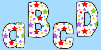 Multicoloured Stars Themed Funky Display Letters and Numbers Pack