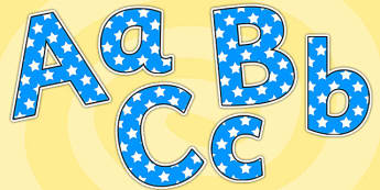 Blue with White Stars A4 Display Lettering - blue, white, stars, display, lettering, display lettering, lettering for display, cut out letters