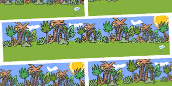 Jungle Animal Themed Small World Background - walking through the jungle, animals, story, book, backdrop, background, scenery, small world area, small world display, small world resources, jungle, animal, lion, tiger, elephant, snake monkey, cr