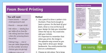 Foam Board Printing  Step-by-Step Instructions - ks1 art, pattern, design, printing, foam print.