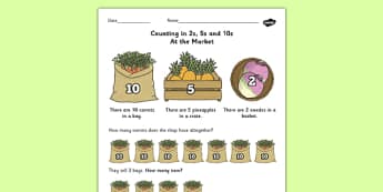 Counting in 2s 5s and 10s Multiplication Worksheet - worksheet