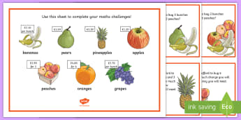 Money Word Problems Challenge Cards -  addition, subtraction, context, problem, decimal word problems, addition, shop, buying, role play c