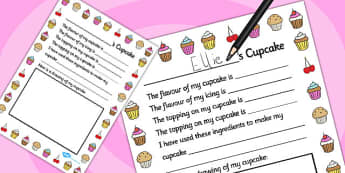 Design a Cupcake Role Play Writing Frame - writing frame, cupcake