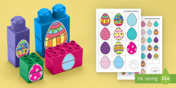 Easter Egg Patterns Matching Connecting Bricks Game - EYFS, Early Years, KS1, Connecting Bricks Resources, duplo, lego, plastic bricks, building bricks, E