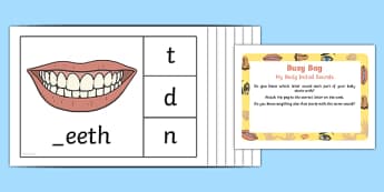 Initial Sound All About My Body Busy Bag Prompt Card and Resource Pack