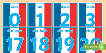French Numbers 0-20 Posters - MFL, French, Modern Foreign Languages, French numbers, foundation, languages, display, francais, numeracy, flashcards