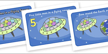 Five Little Men in a Flying Saucer Sequencing - Five Little Men in a Flying Saucer, nursery rhyme, rhyme, rhyming, nursery rhyme story, nursery rhymes, counting rhymes, counting backwards, subtraction, one less than, Five Little Men resources, space