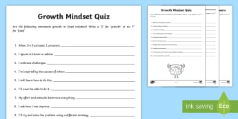 KS2 Growth Mindset Pop Quiz - mentality, fixed mindset, positive mental attitude, pMA, behaviour