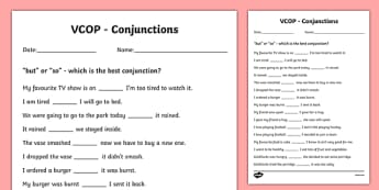 'But' and 'So' Conjunctions Activity Sheet - Connectives, Conjunctions