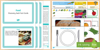 Food Discovery Sack - EYFS, Early Years, KS1, Understanding the World, Science, exploration, discovery, finding out, facts, information, food, healthy eating, fruit and vegetables, food groups