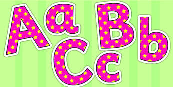 Pink and Yellow Stars Small Lowercase Display Lettering - stars