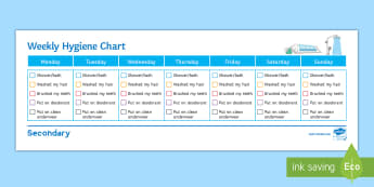 Hygiene Weekly Overview Chart Activity Sheet - Hygiene, weekly, overview, chart, entry level, functional skills worksheet
