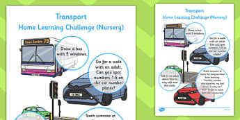 EYFS Transport Themed Home Learning Challenges Nursery FS1