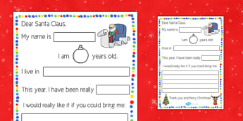 Letter to Santa Cloze Procedure Writing Template - santa, letter, christmas, cloze