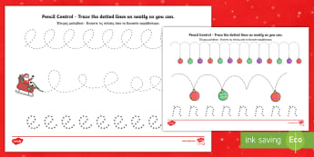 Christmas Pencil Control Activity Sheet English/Greek - worksheet, Christmas Pencil Control Worksheets - worksheet, motor, skills, pencilcontrol, chritmas, 