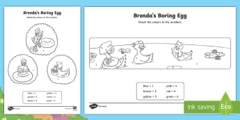 Brenda's Boring Egg Colour by Number - KS1, EYFS, Number recognition, Maths, Number, ducks, eggs, hatching, duck life cycle, ugly duckling,