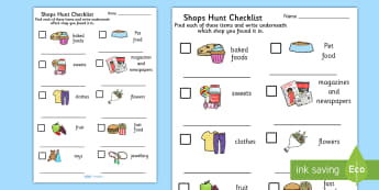 Shops Hunt Checklist - shopping, shops, hunt checklist, checklist