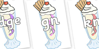 Silent Letters on Ice Cream Sundaes - Silent Letters, silent letter, letter blend, consonant, consonants, digraph, trigraph, A-Z letters, literacy, alphabet, letters, alternative sounds