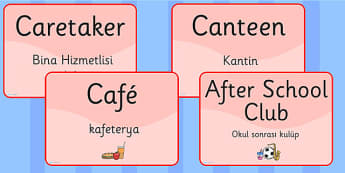 School Room Signs EAL Turkish Version - languages, signs, EAL
