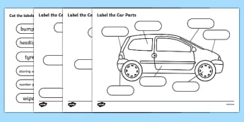 Label The Car Parts - car, cars, parts of the car, label, labelling, parts, bits, window, door, bumper
