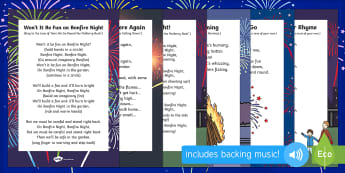 Bonfire Night Themed Songs and Rhymes Resource Pack - bonfire night, rhymes, resource, pack