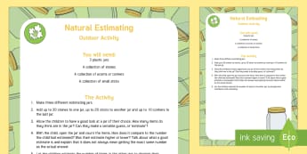 Natural Estimating Jars Outdoor Activity - EYFS Parks and Gardens, playgrounds, forest school, outdoor learning, outdoor classroom, outside, wo