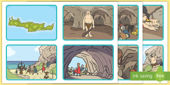 Odysseus and Cyclops Sequencing Cards - cyclops, greek, myth, sen, cards, images, pictures, sequence, odysseus