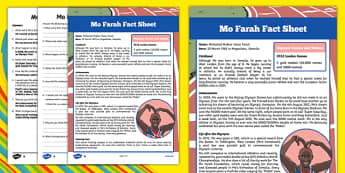 Great British Olympians: Mo Farah Differentiated Reading Comprehension Activity