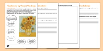 Sunflowers by Van Gogh Art Appreciation Activity Sheet - art, appreciation, activity sheet, Sunflowers, Van Gogh, worksheet