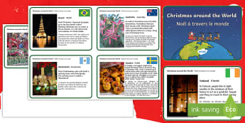Christmas Around the World Fact Cards English/French - EYFS Christmas Around the World Fact Cards - eyfs, christmas, around the world, fact cards,chritmas,