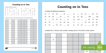 Counting in 10s Worksheet - KS1 Counting Resources