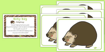 Hedgehog Busy Bag Prompt Card and Activity Pack - hedgehog, busy bag, plan, eyfs, early years, autumn